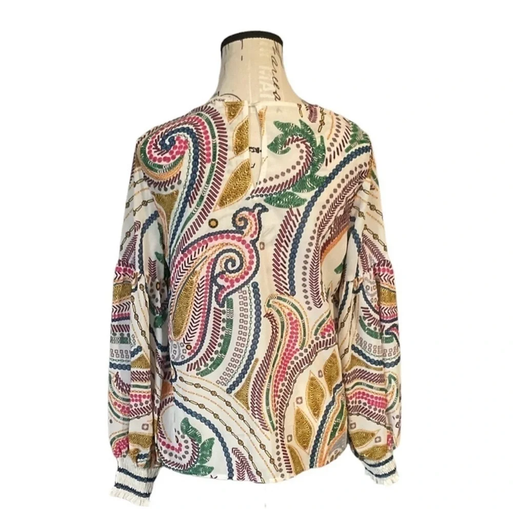 Free People Jealous Tomatoes Polyester Long Sleeve Blouse Top Size Small - Picture 2 of 12